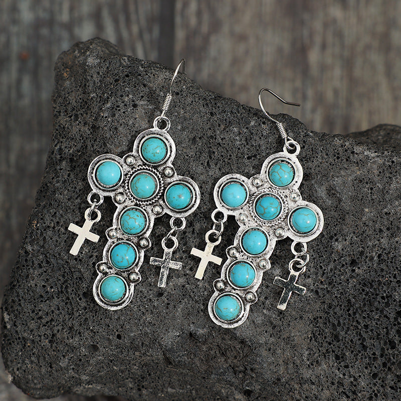 honeybee Mumford's Turquoise Cross Shape Earrings