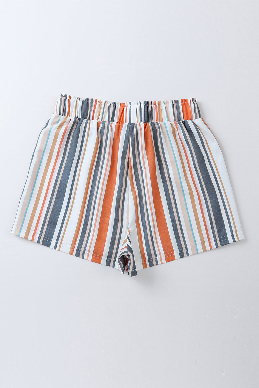 Honeybee Mumford's Stripe Vintage Washed Elastic Frill Waist Casual Shorts