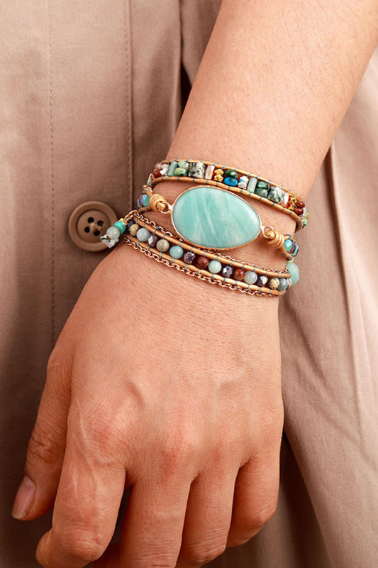 honeybee Mumford's Natural Stone Beaded Triple Layer Bracelet