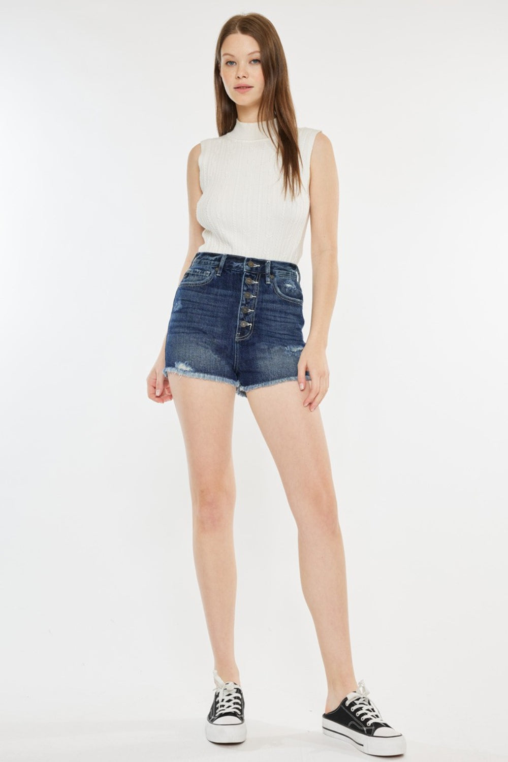 Honeybee Mumford's Raw Hem Button Fly Denim Shorts