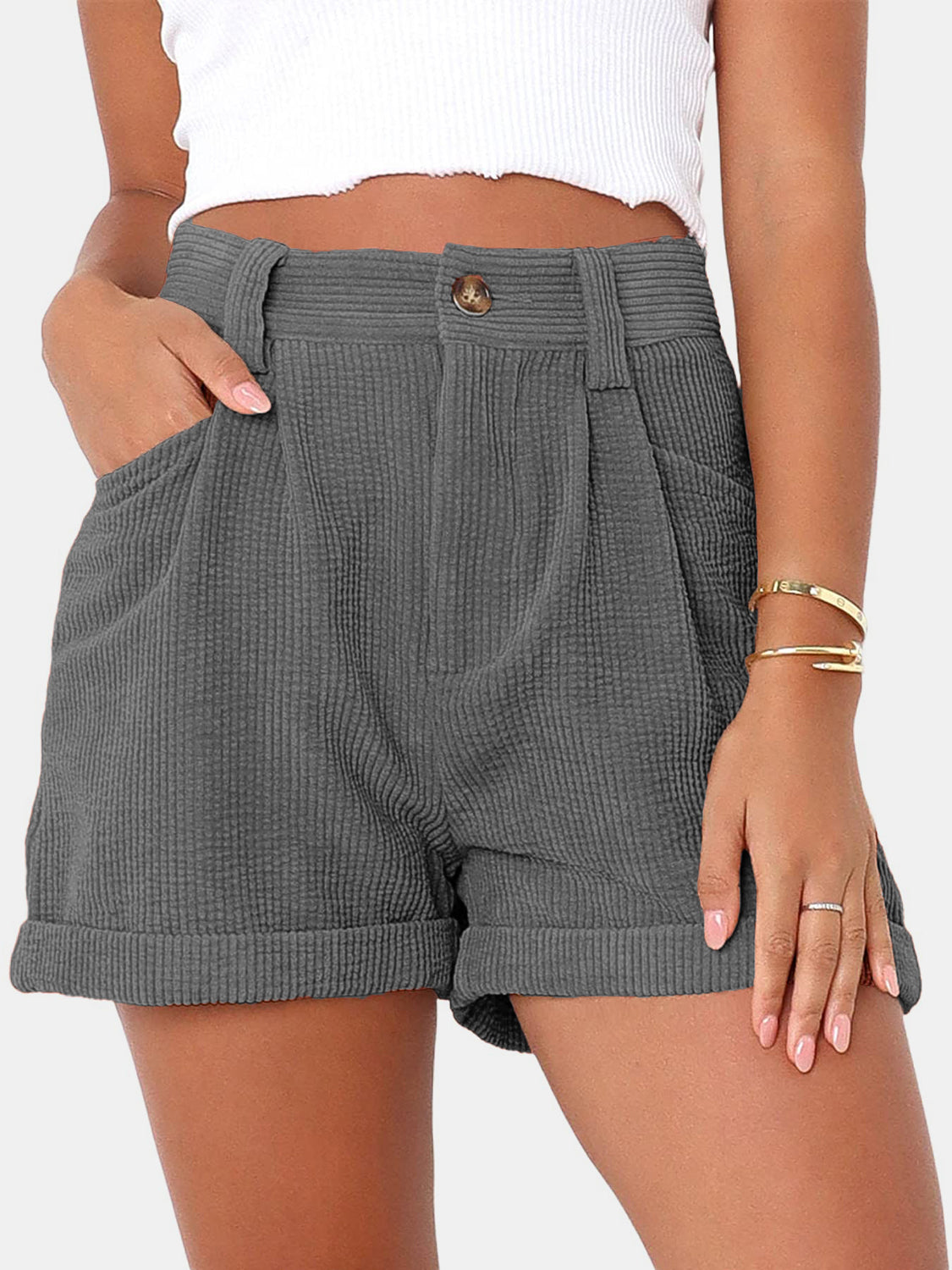 Honeybee Mumford's Full Size High Waist Shorts with Pockets