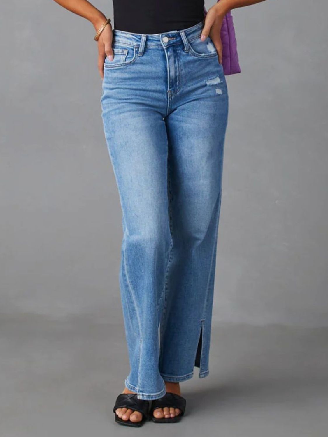 Honeybee Mumford's Slit Buttoned Jeans with Pockets