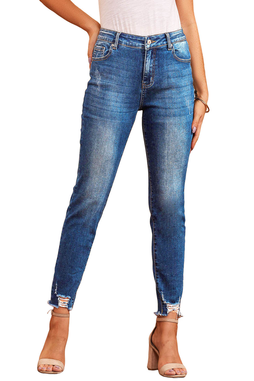 Honeybee Mumford's Blue Raw Hem Ankle-length Skinny Jeans