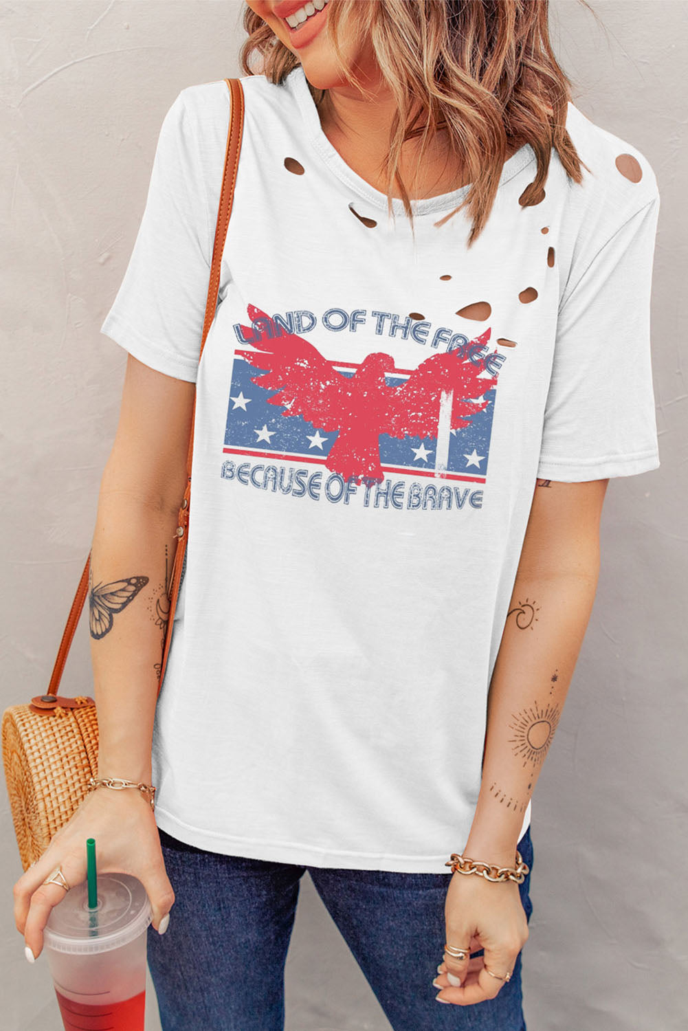 Honeybee Mumford's Cutout Graphic Round Neck Short Sleeve T-Shirt