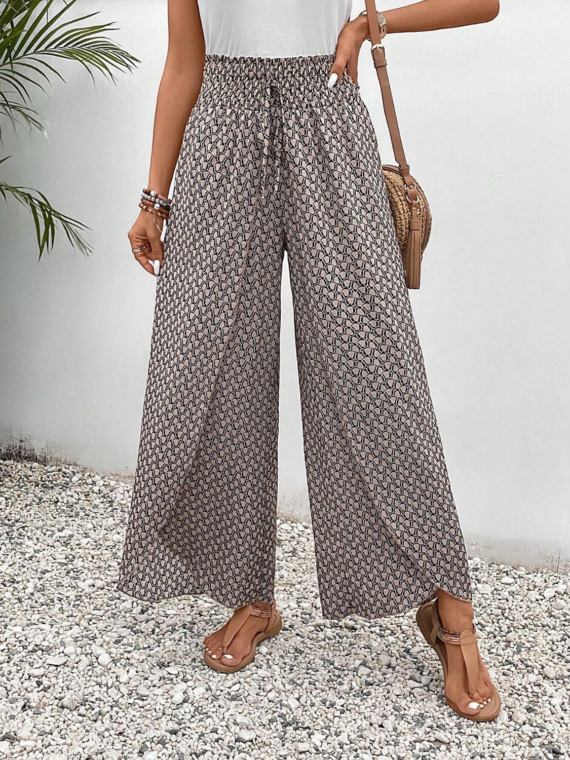 Honeybee Mumford's Tied Printed Wide Leg Pants