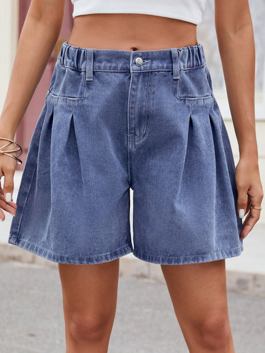 Honeybee Mumford's Ruched Half Elastic Waist Denim Shorts