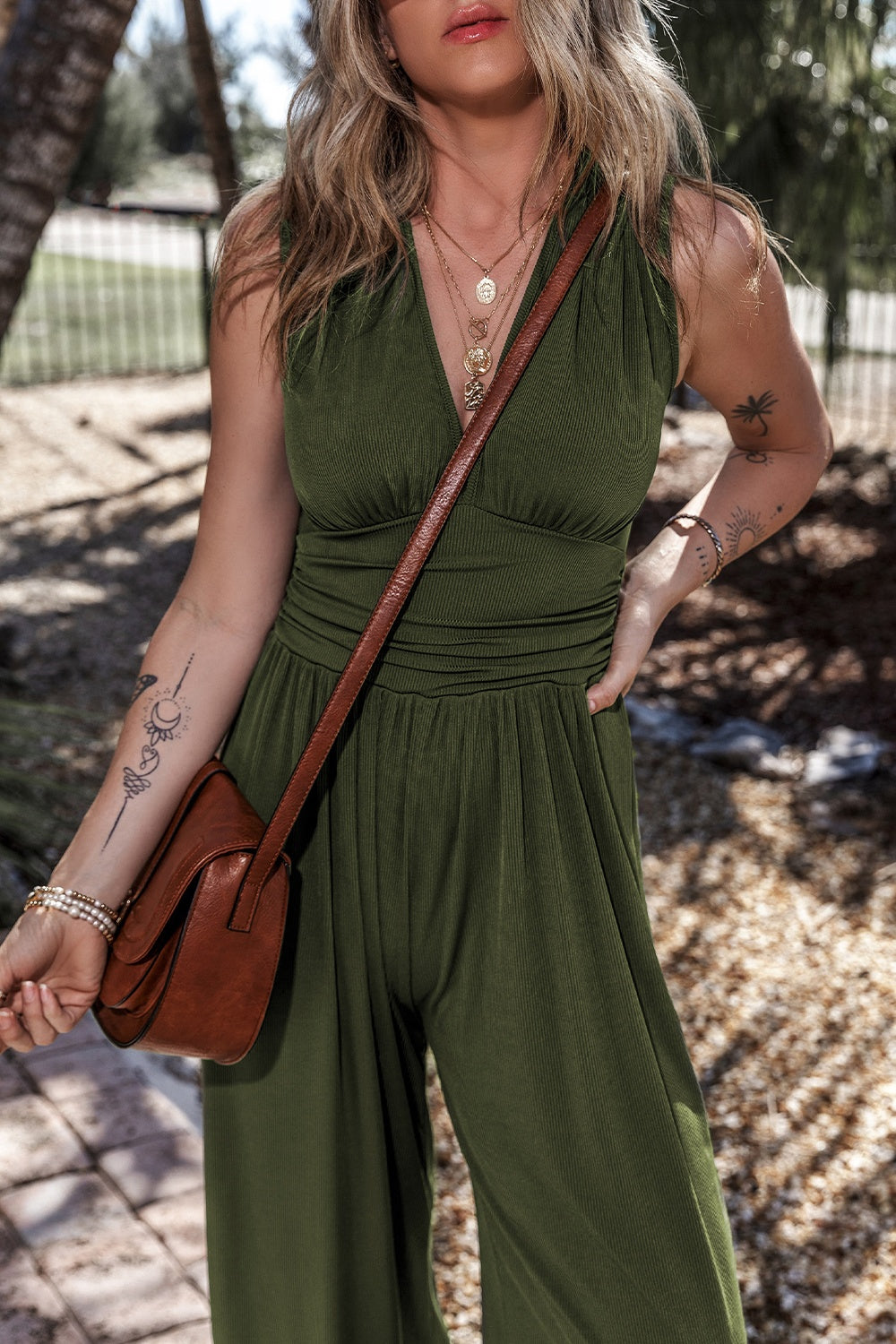 Honeybee Mumford's V-Neck Sleeveless Wide Leg Jumpsuit