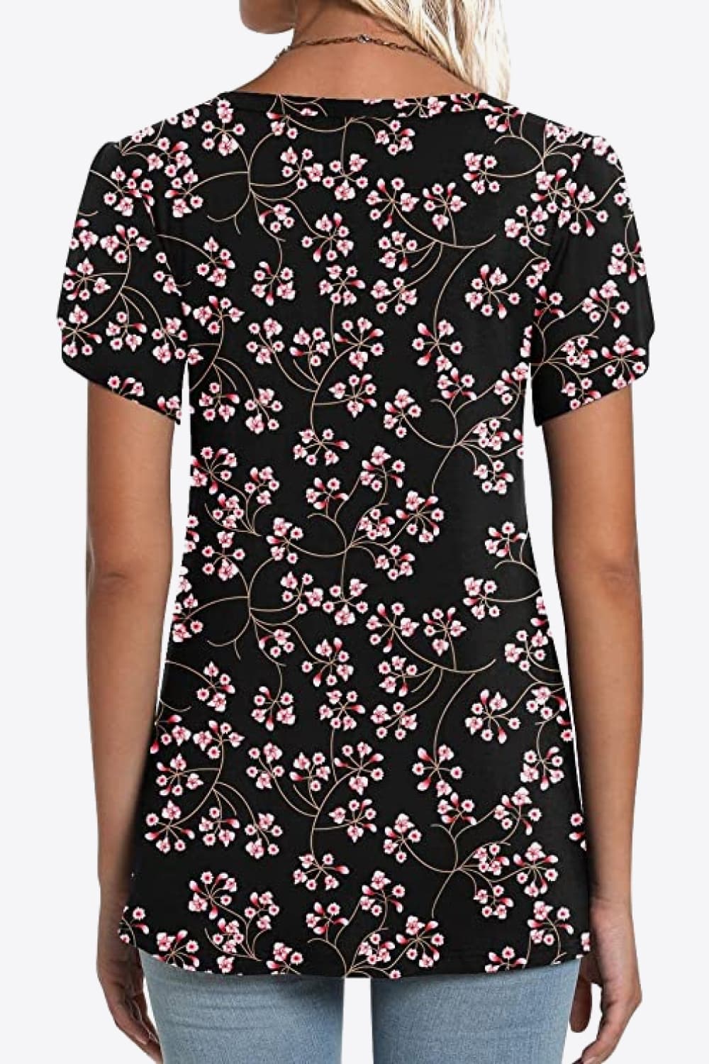 Honeybee Mumford's Printed Petal Sleeve V-Neck Blouse