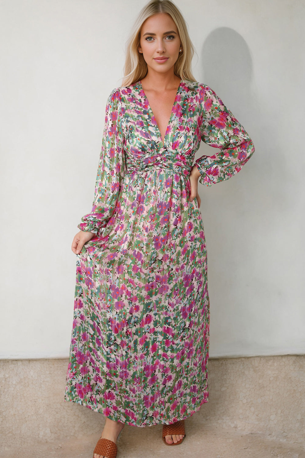 Honeybee Mumford's Floral Deep V Maxi Dress