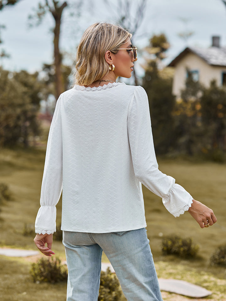 Honeybee Mumford's V-Neck Flounce Sleeve Blouse