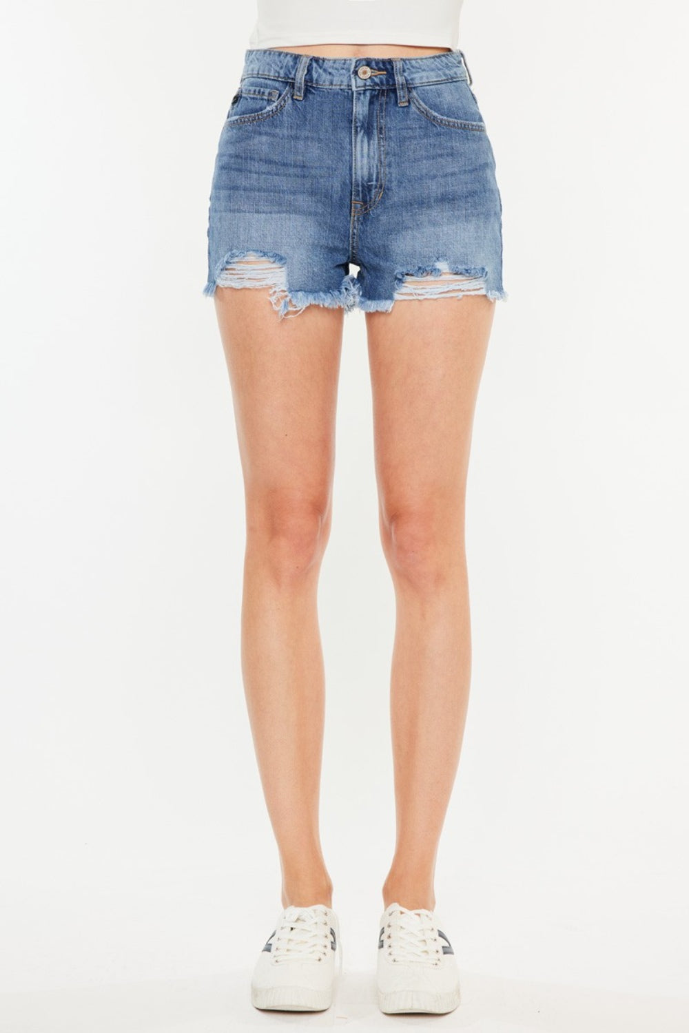 Honeybee Mumford's Distressed Raw Hem High Waist Denim Shorts