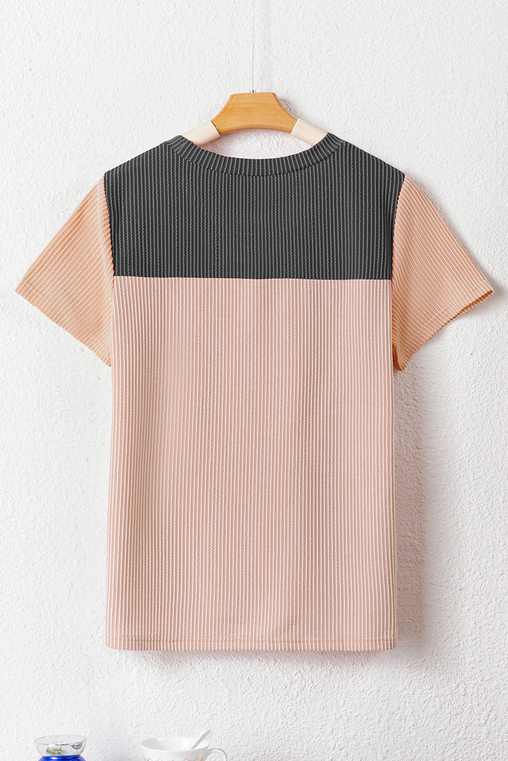 Honeybee Mumford's Black Rib Textured Colorblock T Shirt