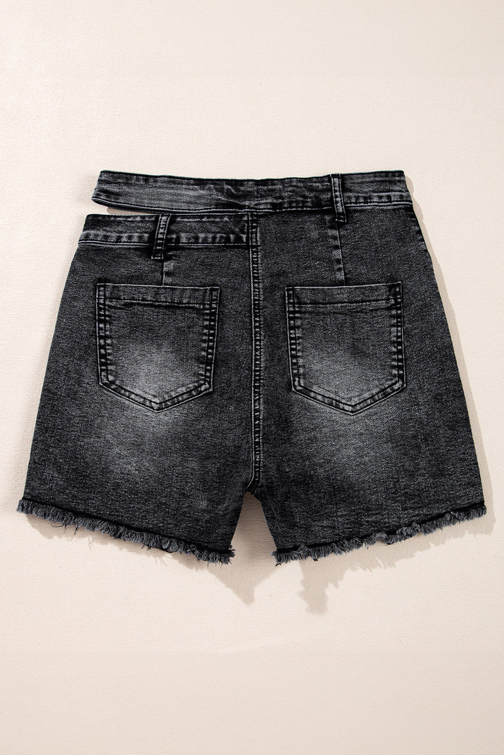 Honeybee Mumford's Black High Waist Multi Buttons Raw Edge Denim Shorts