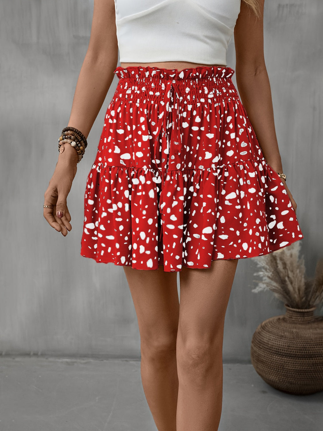 Honeybee Mumford's Frill Tied Printed Mini Skirt