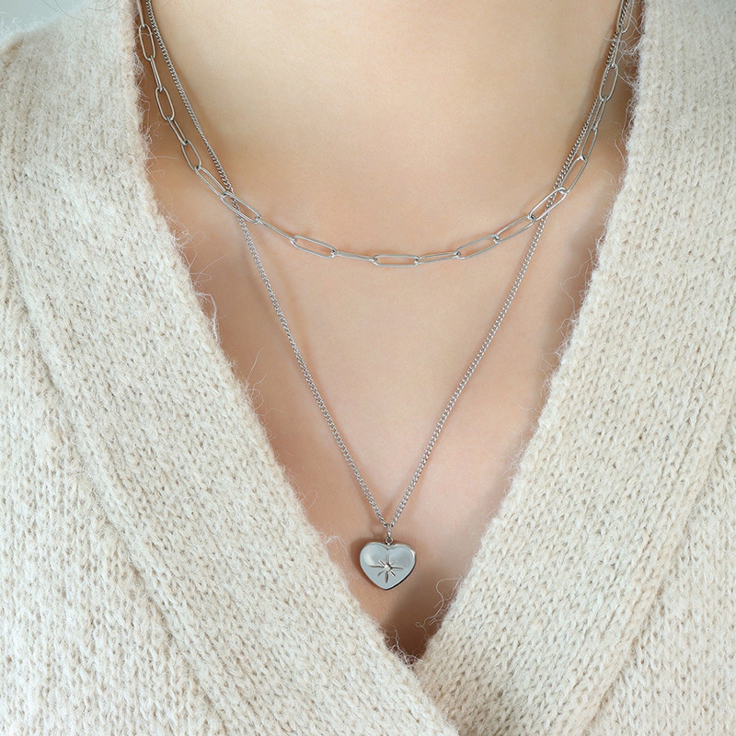 Honeybee Mumford's Double Layered Heart Pendant Necklace