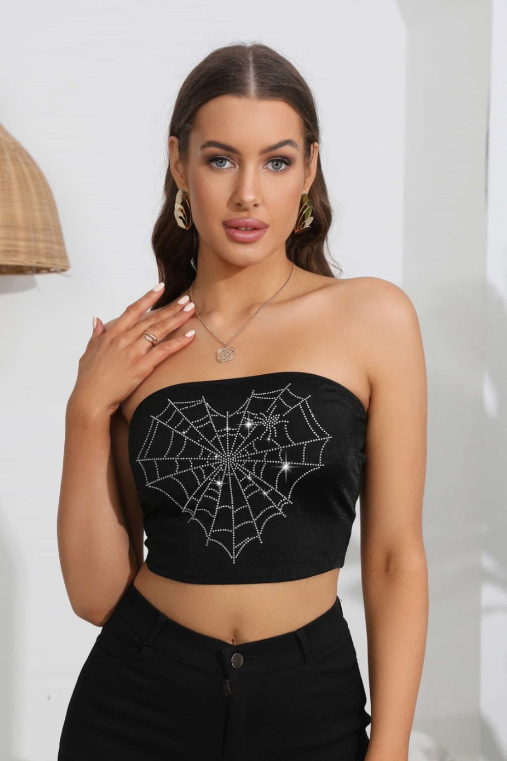 Honeybee Mumford's Heart Spider Web Graphic Tube Top