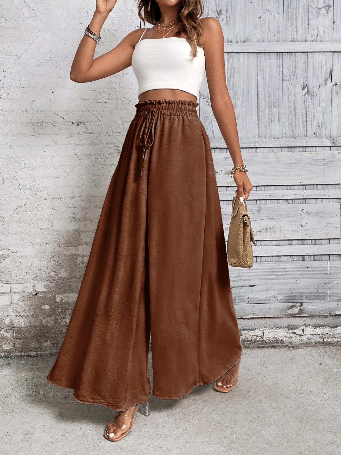 Honeybee Mumford's Tied High Waist Wide Leg Pants