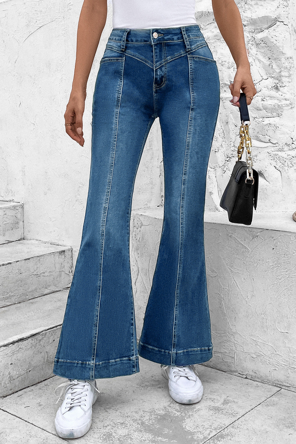 Honeybee Mumford's Pocketed Buttoned Flare Jeans