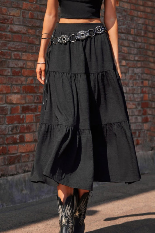 Honeybee Mumford's Elastic Waist Tiered Midi Skirt