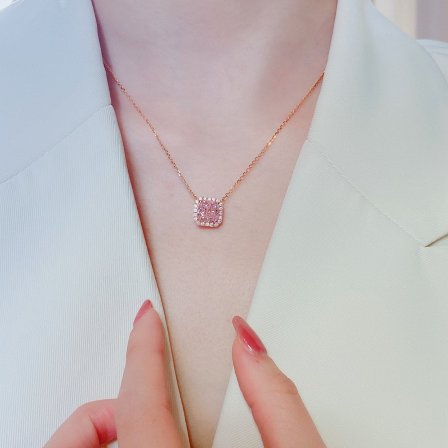 Honeybee Mumford's Rose Gold-Plated Gemstone Square Necklace