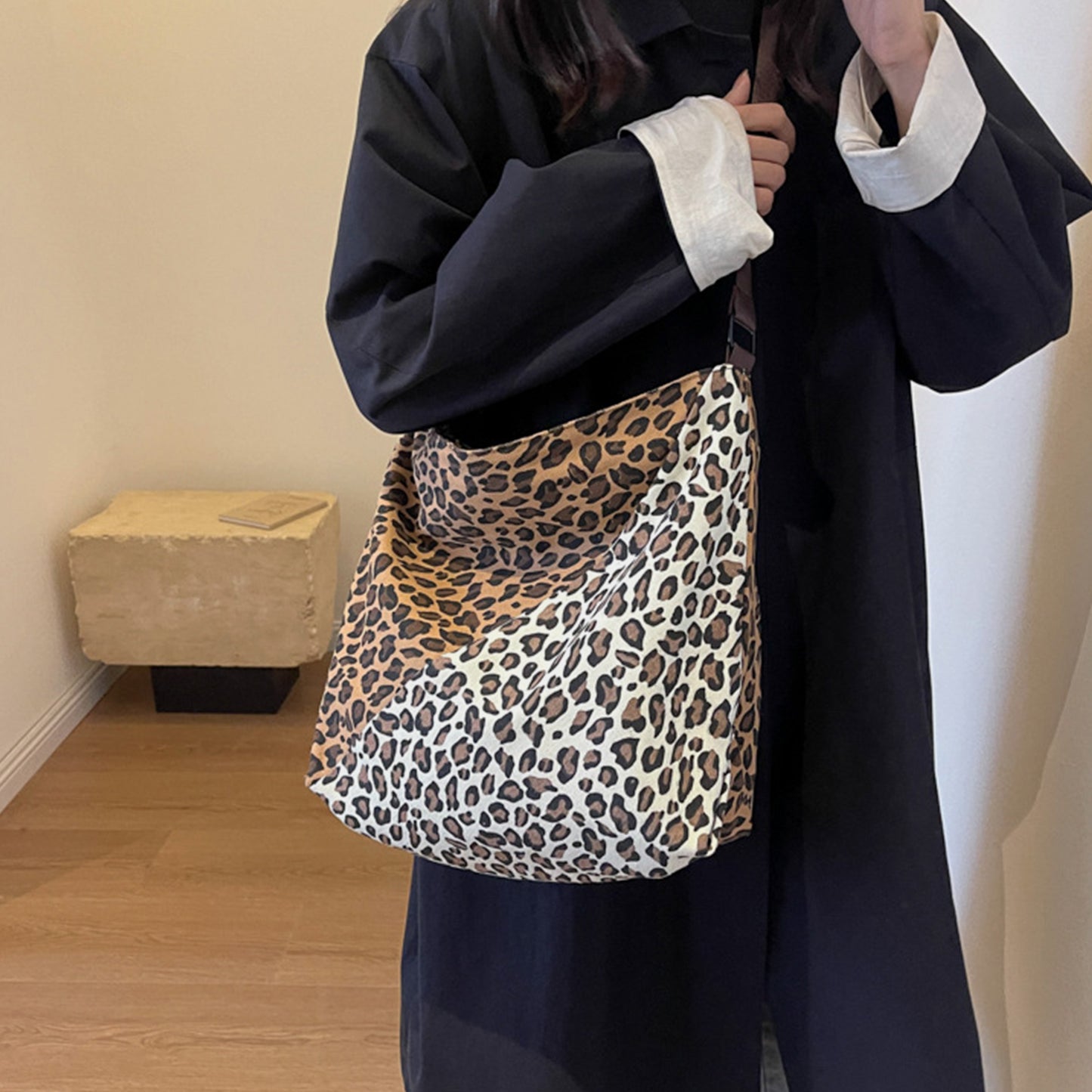 Honeybee Mumford's Leopard Contrast Adjustable Strap Shoulder Bag