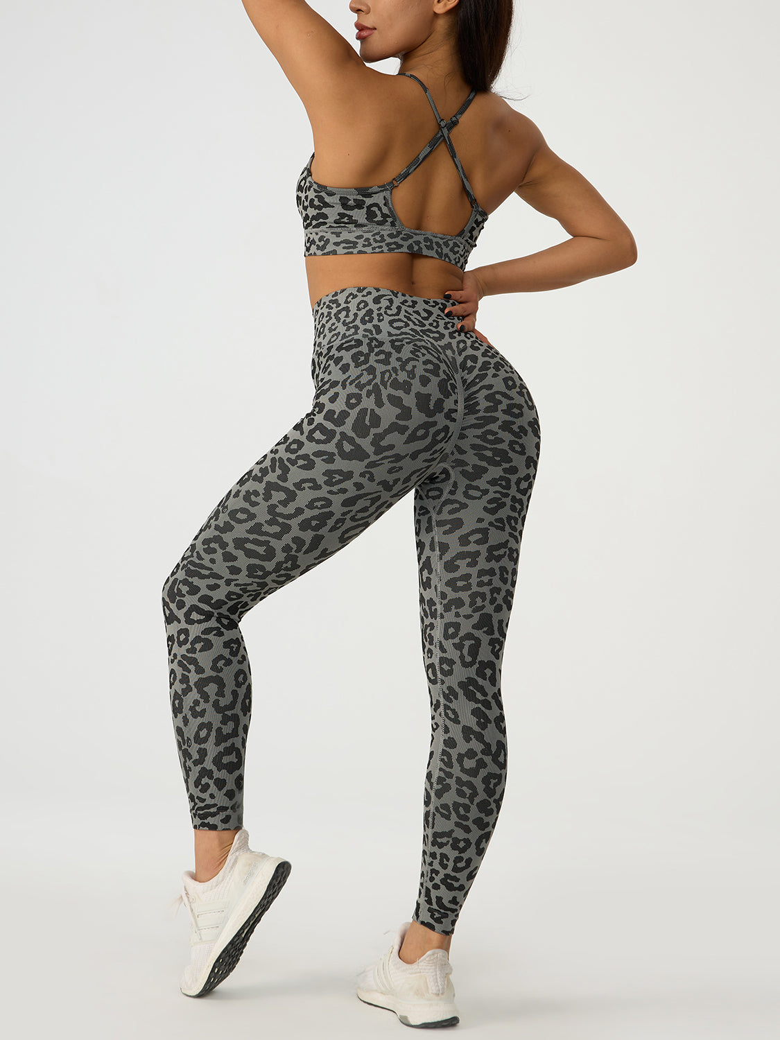 Honeybee Mumford's Leopard Crisscross Top and Leggings Active Set