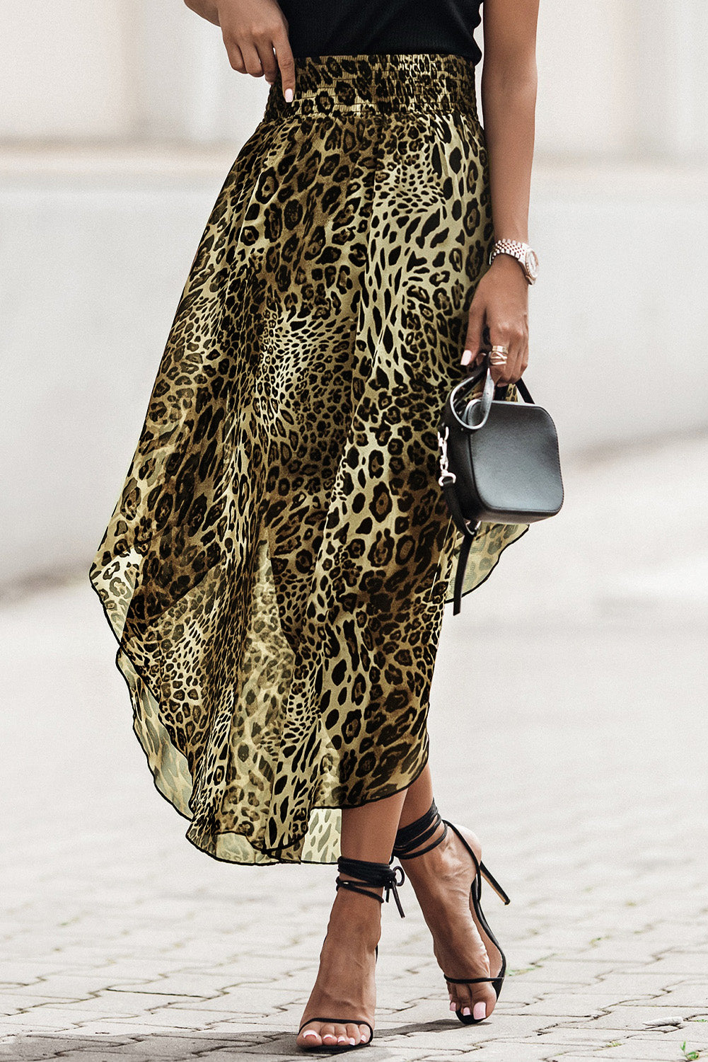 Honeybee Mumford's Smocked Waist Leopard Skirt