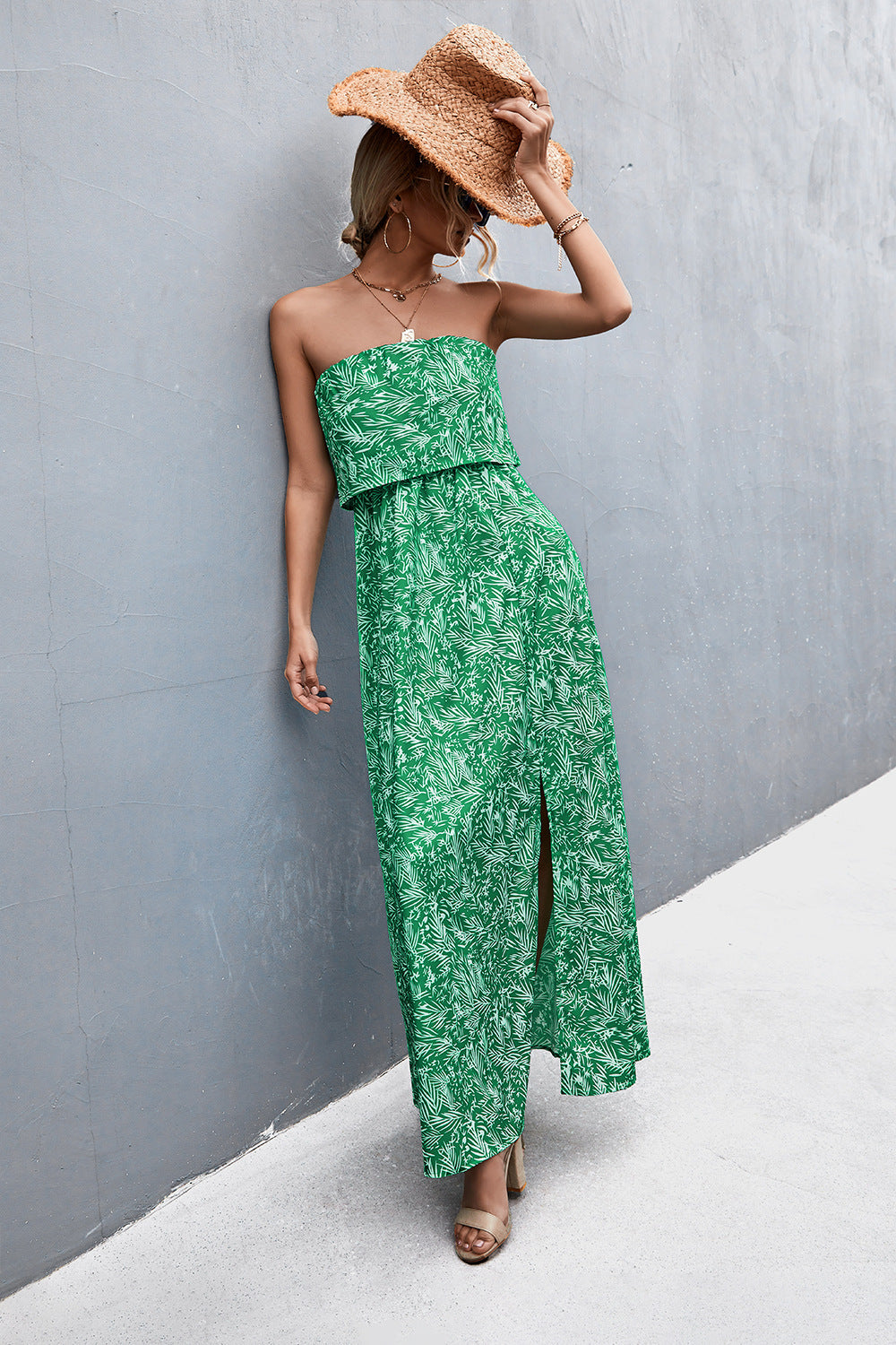 Honeybee Mumford's Strapless Split Maxi Dress