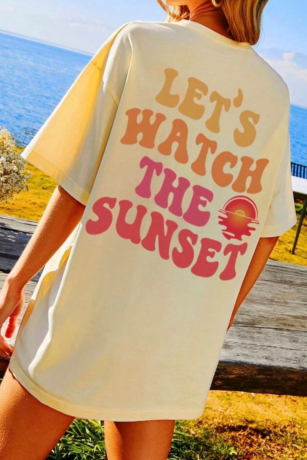 Honeybee Mumford's LET'S WATCH THE SUNSET Round Neck T-Shirt