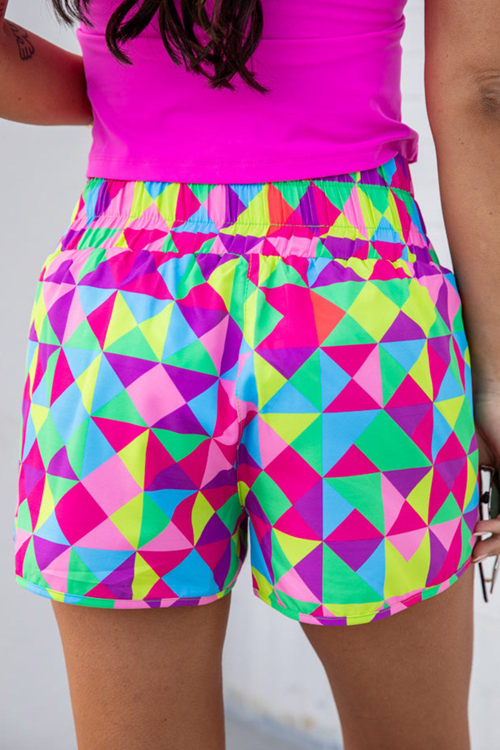 Honeybee Mumford's Multicolor Geometric High Waisted Athletic Shorts