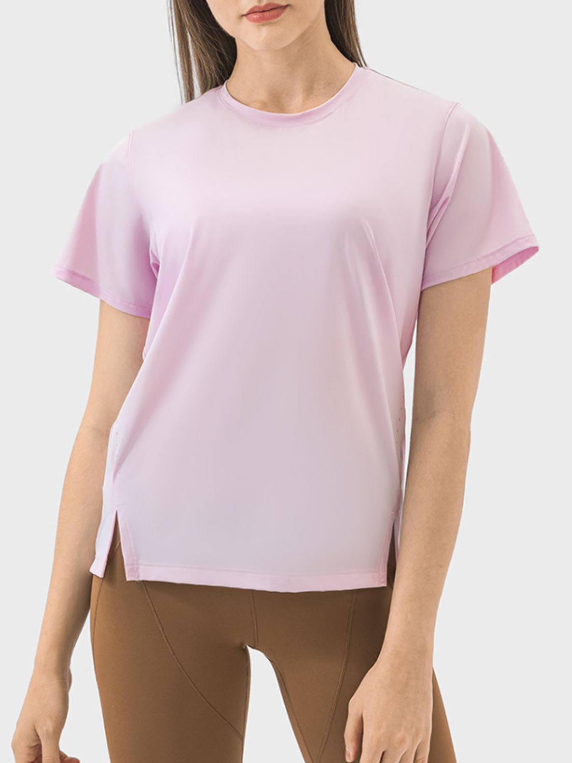 Honeybee Mumford's Slit Round Neck Short Sleeve Active T-Shirt