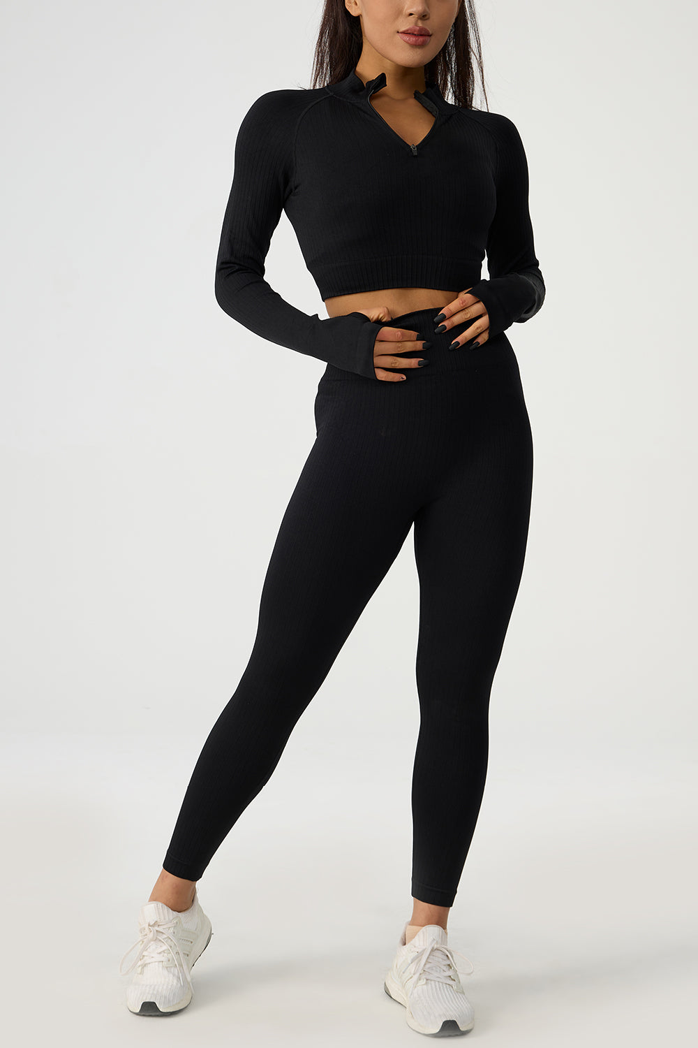 Honeybee Mumford's Quarter Zip Raglan Sleeve Top and High Waist Leggings Active Set