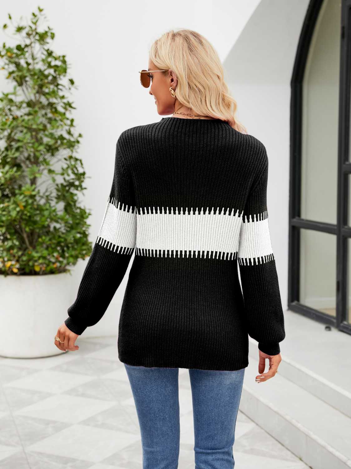 Honeybee Mumford's Contrast Round Neck Sweater