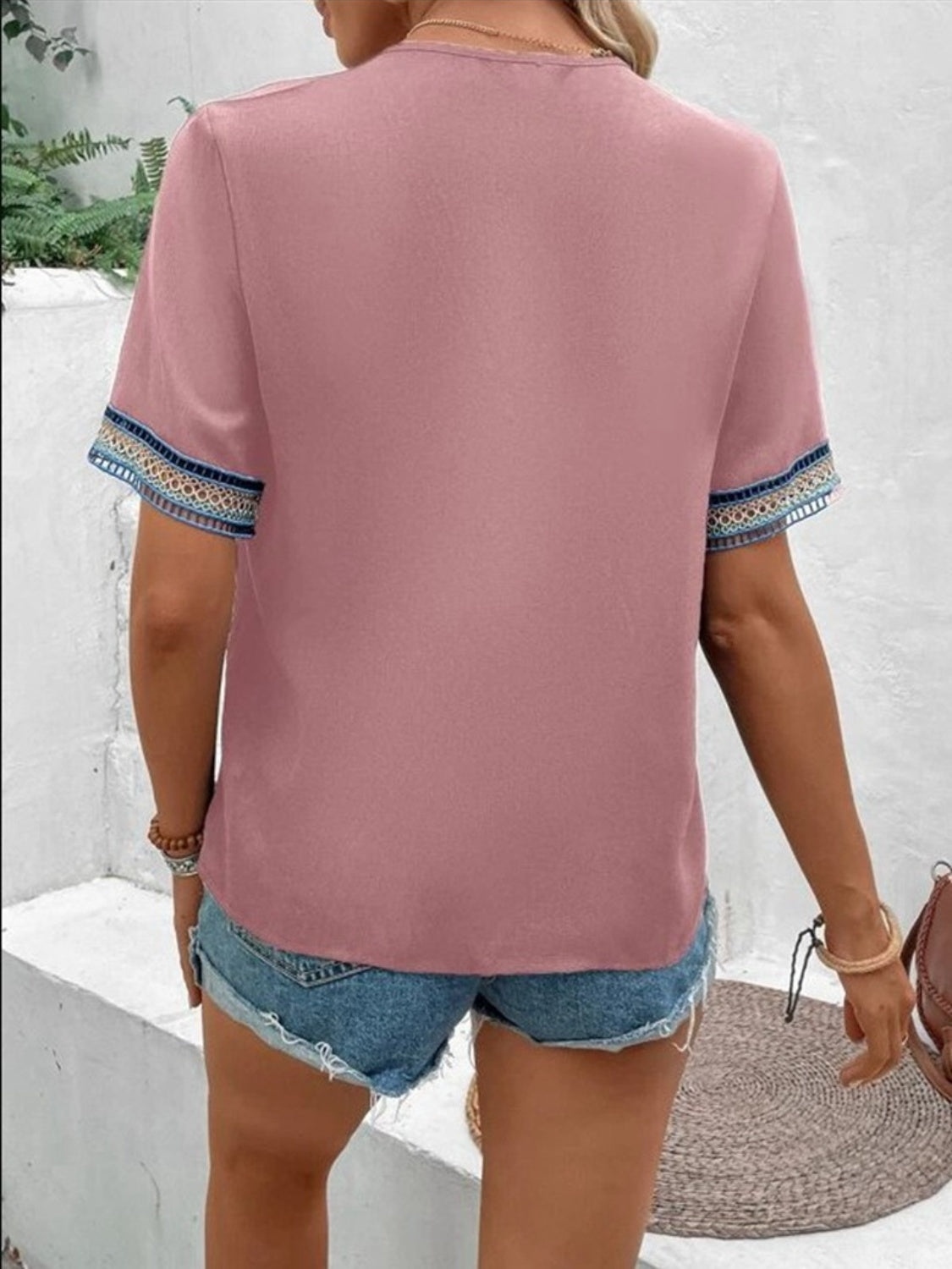 Honeybee Mumford's V-Neck Short Sleeve Blouse