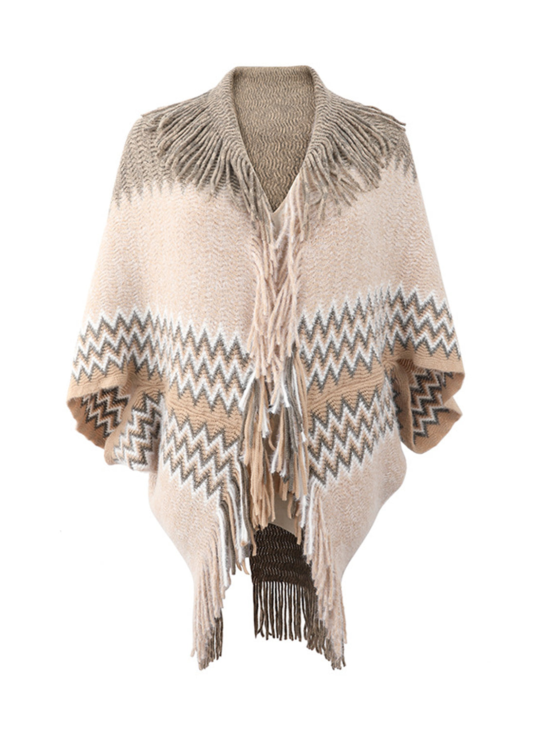 Honeybee Mumford's Geometric Fringe Open Front Cardigan