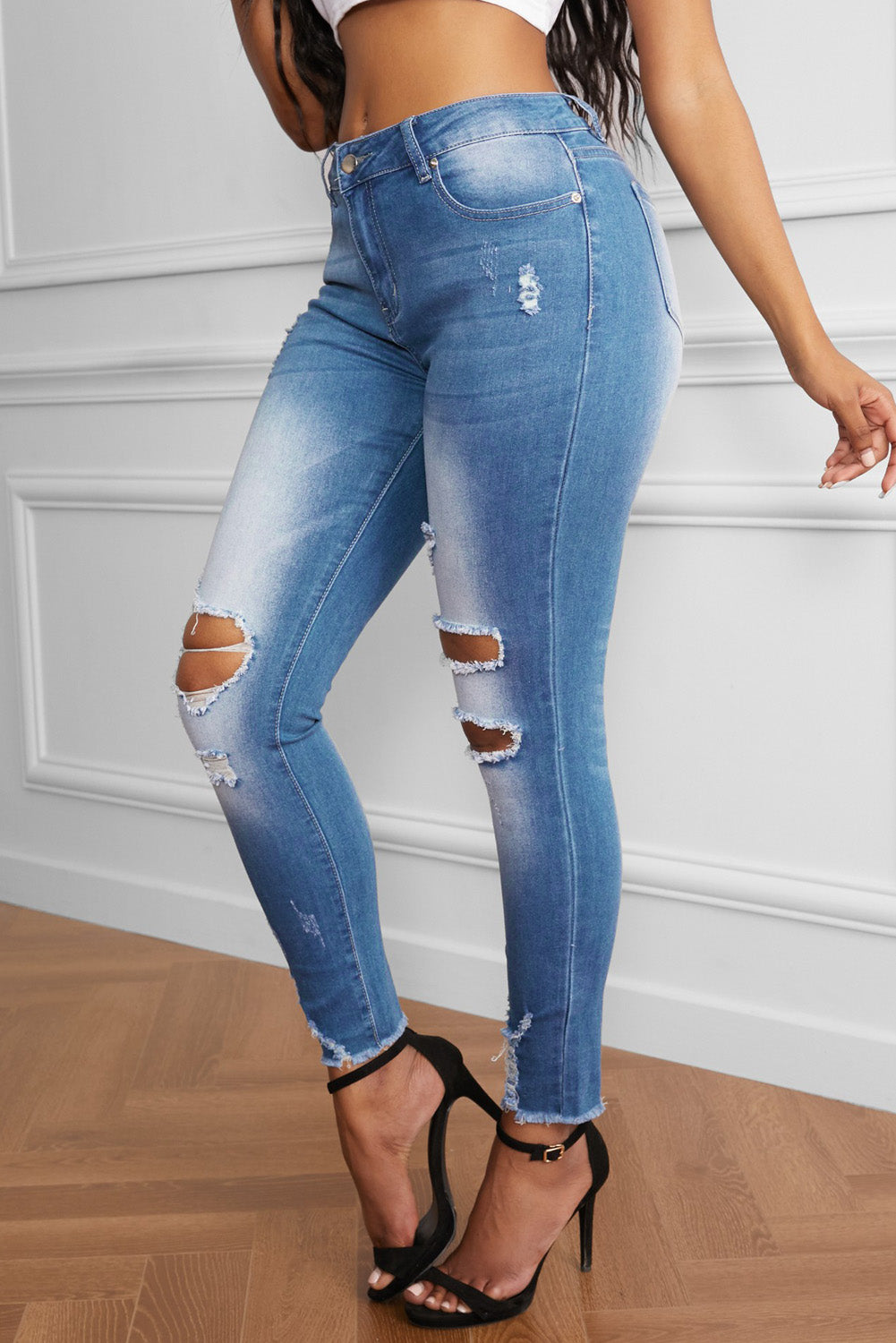 Honeybee Mumford's sky blue Faded Mid High-Rise Jeans