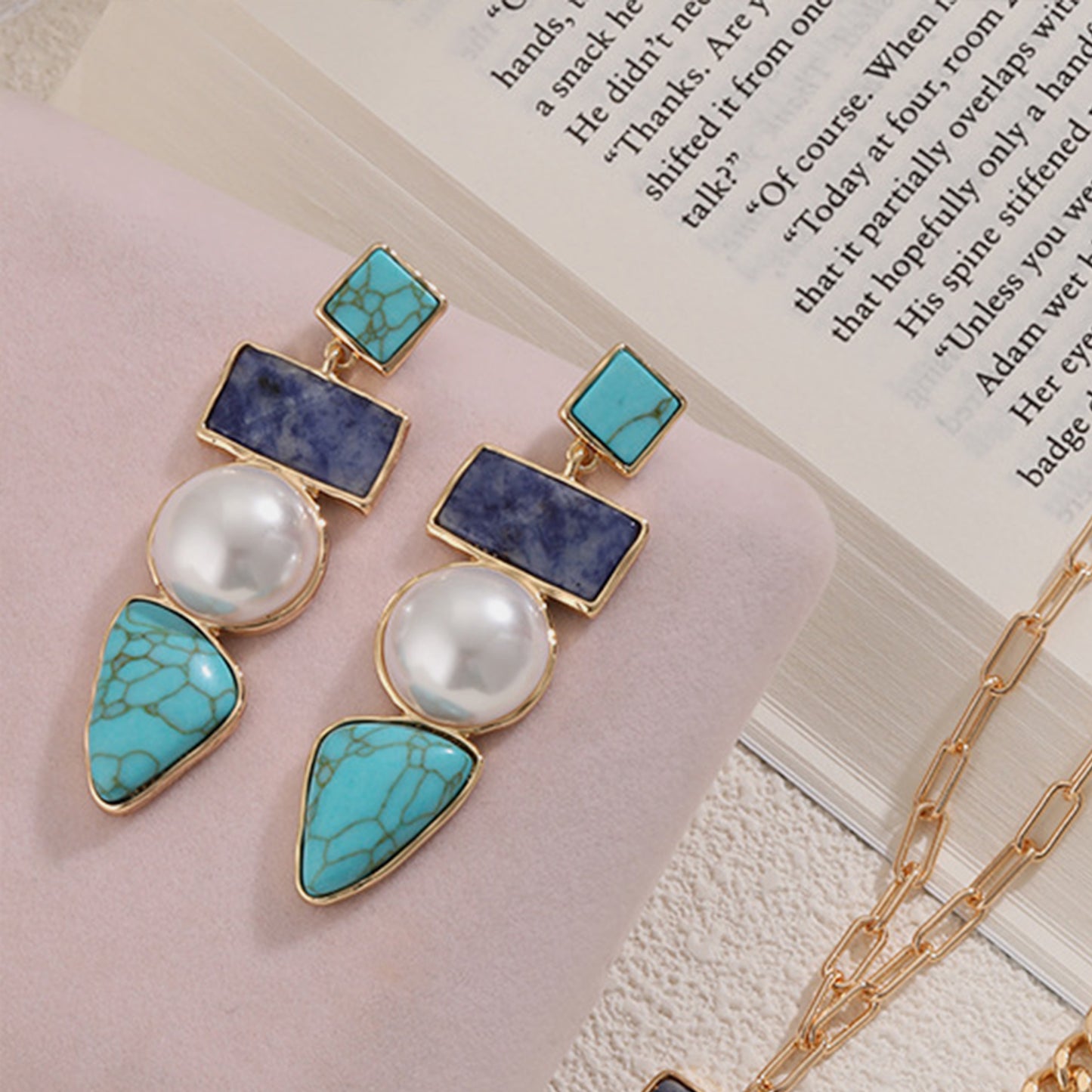 honeybee Mumford's Geometric Gemstone Alloy Earrings