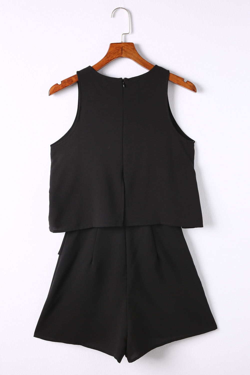 Honeybee Mumford's Black O Neck Ruffle Romper