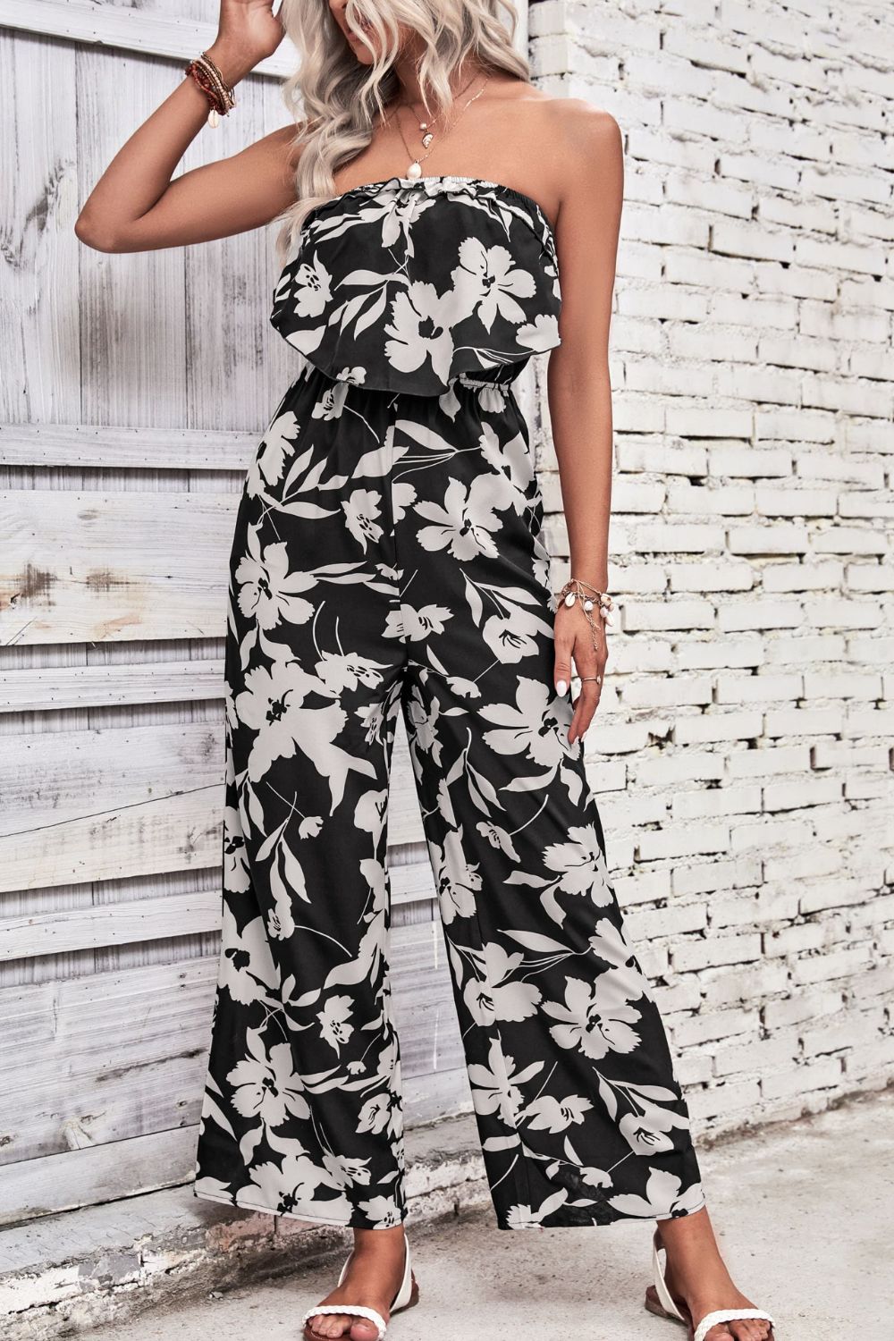 Honeybee Mumford's Floral Strapless Wide Leg Jumpsuit