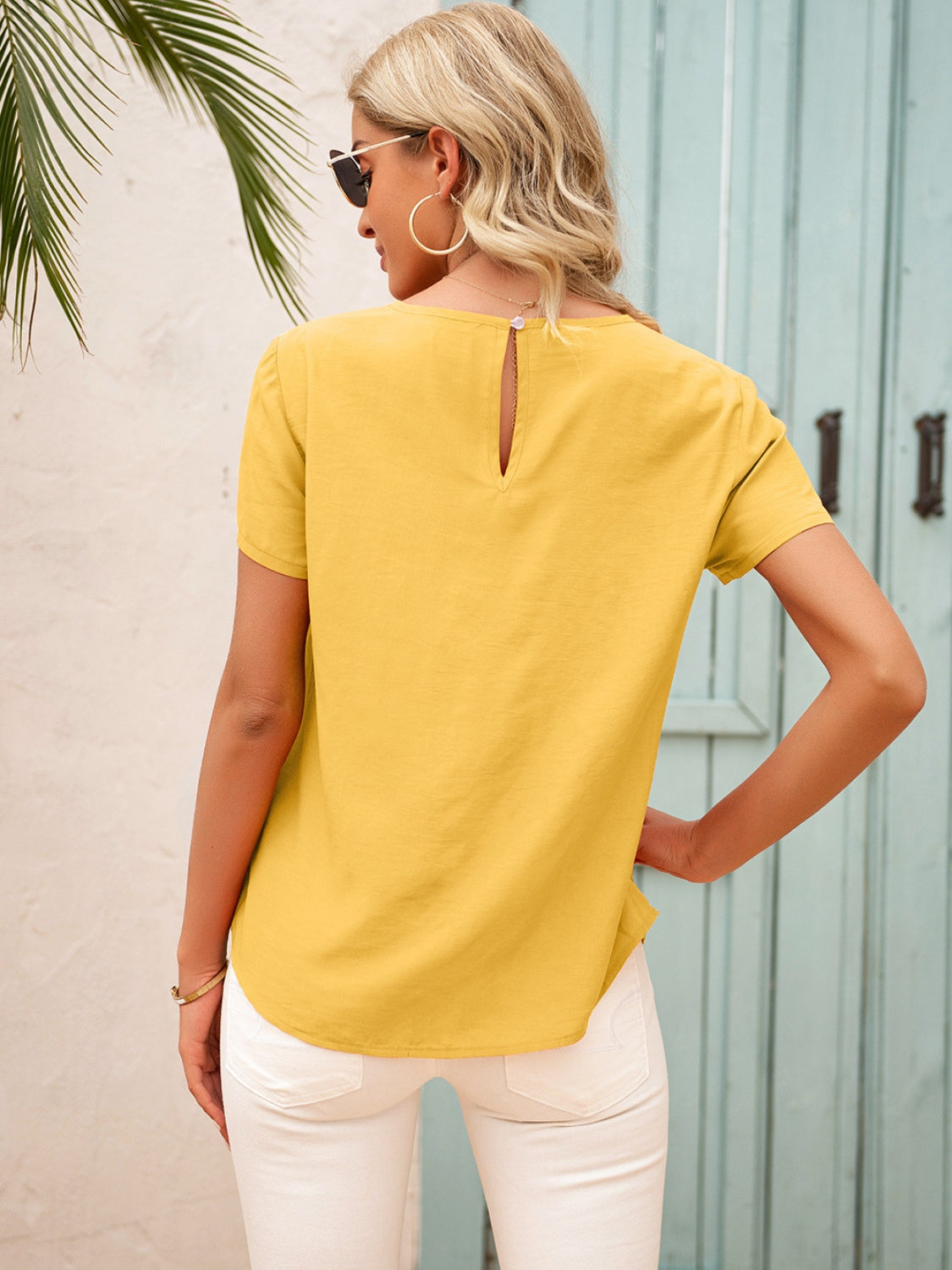 Honeybee Mumford's Frill Round Neck Short Sleeve Blouse