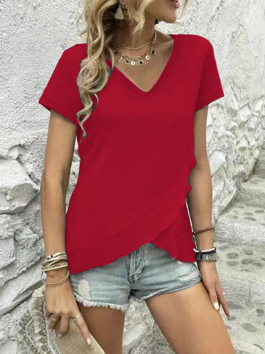 Honeybee Mumford's V-Neck Short Sleeve Blouse