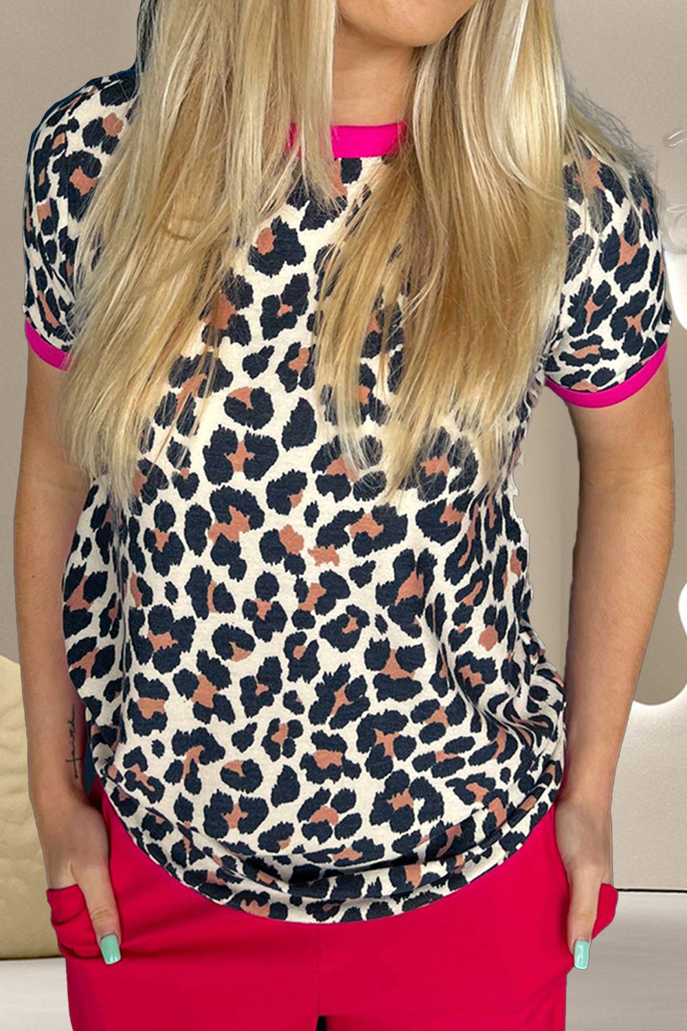 Honeybee Mumford's Leopard Round Neck Short Sleeve T-Shirt