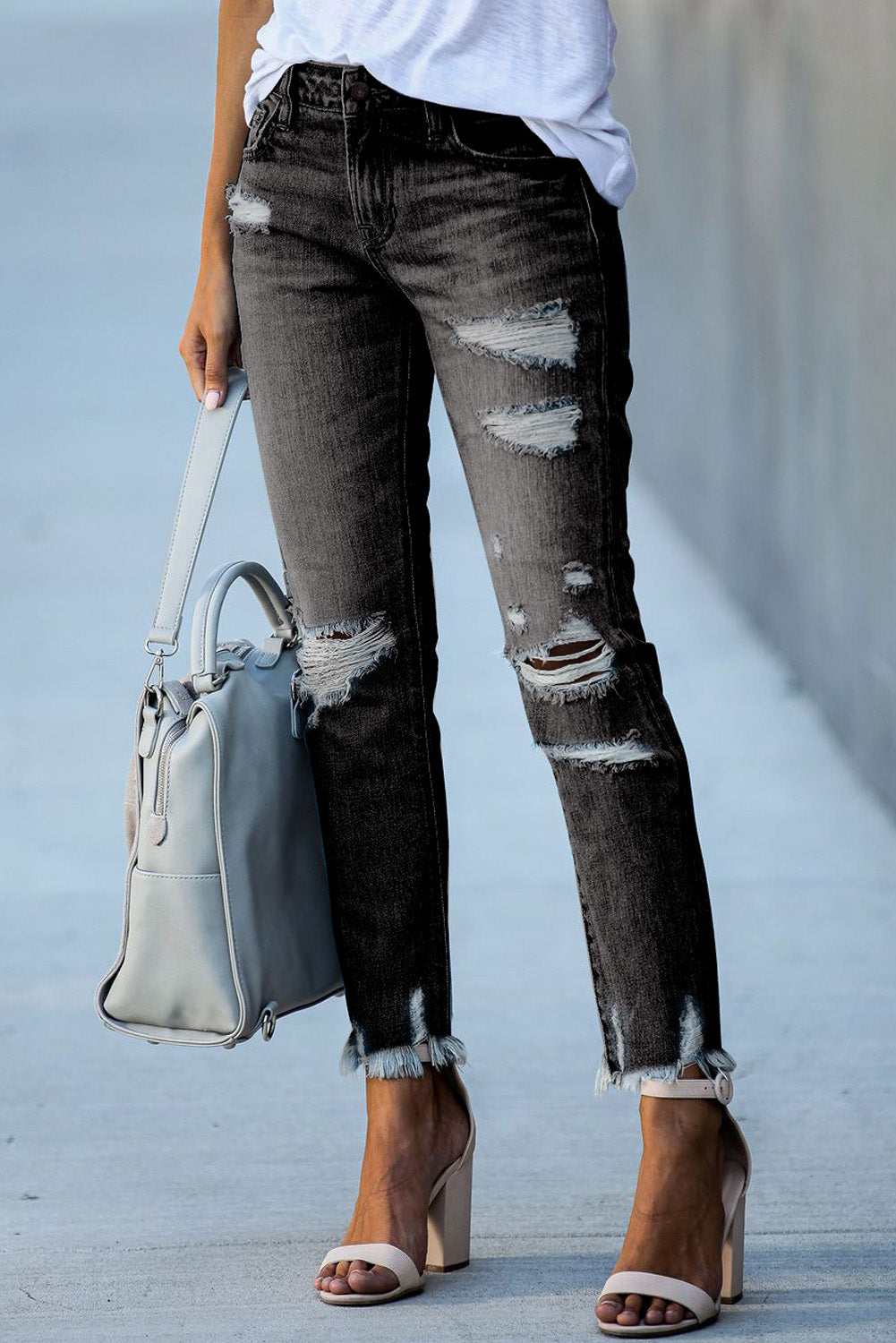 Honeybee Mumford's Black Distressed Boyfriend Denim Pants