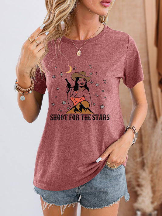 Honeybee Mumford's SHOOT FOR THE STARS Round Neck Short Sleeve T-Shirt