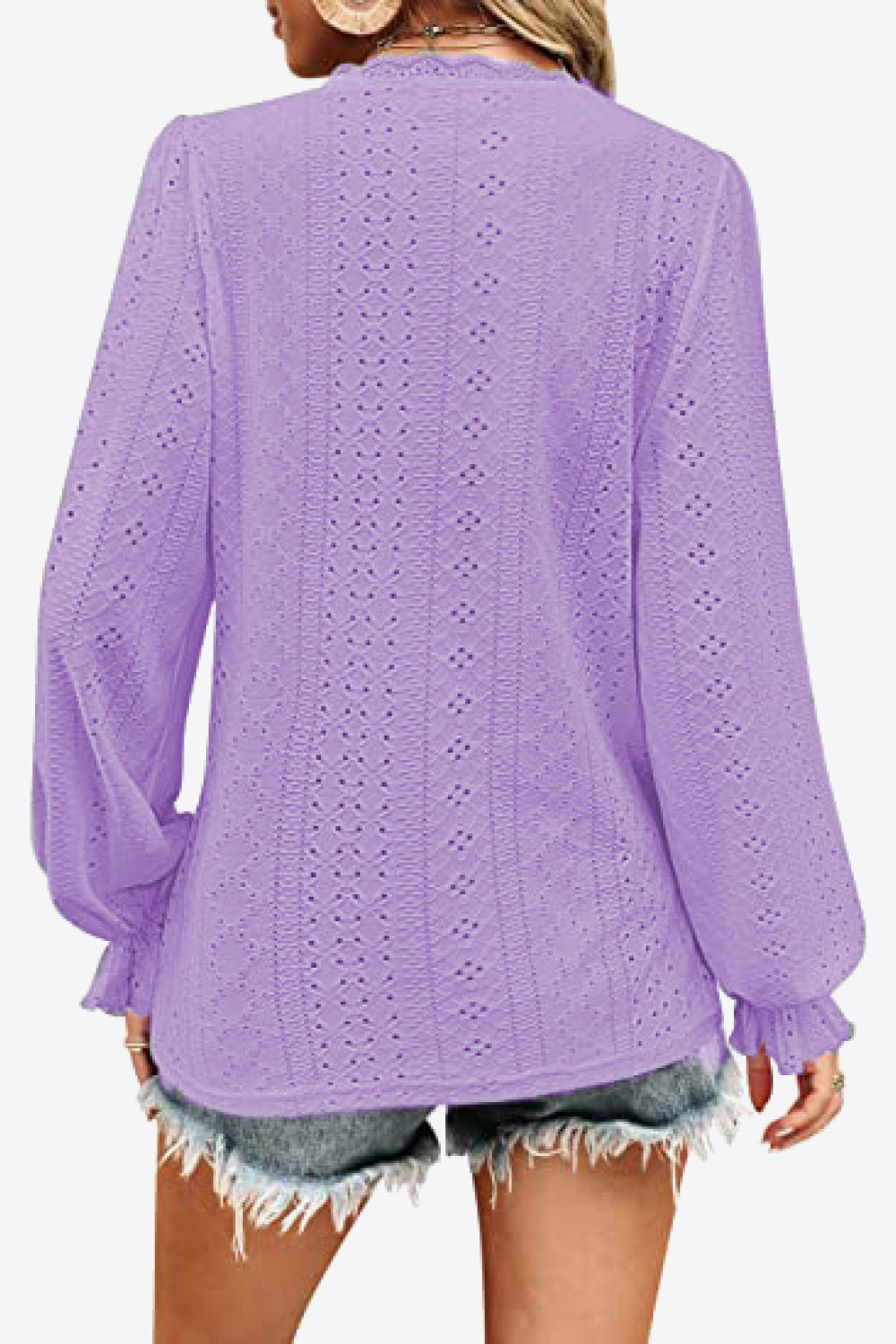 Honeybee Mumford's Eyelet V-Neck Flounce Sleeve Blouse