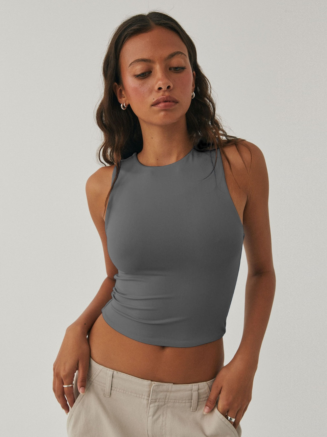 Honeybee Mumford's Round Neck Cropped Tank