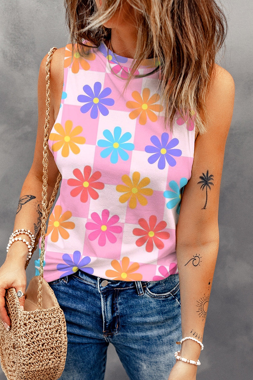 Honeybee Mumford's Flower Printed Round Neck Tank