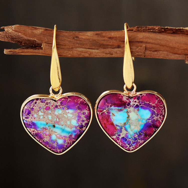 honeybee Mumford's Natural Stone Heart Drop Earrings