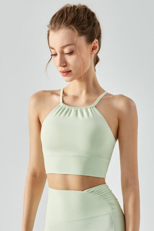 Honeybee Mumford's Crisscross Gathered Detail Cropped Sports Cami