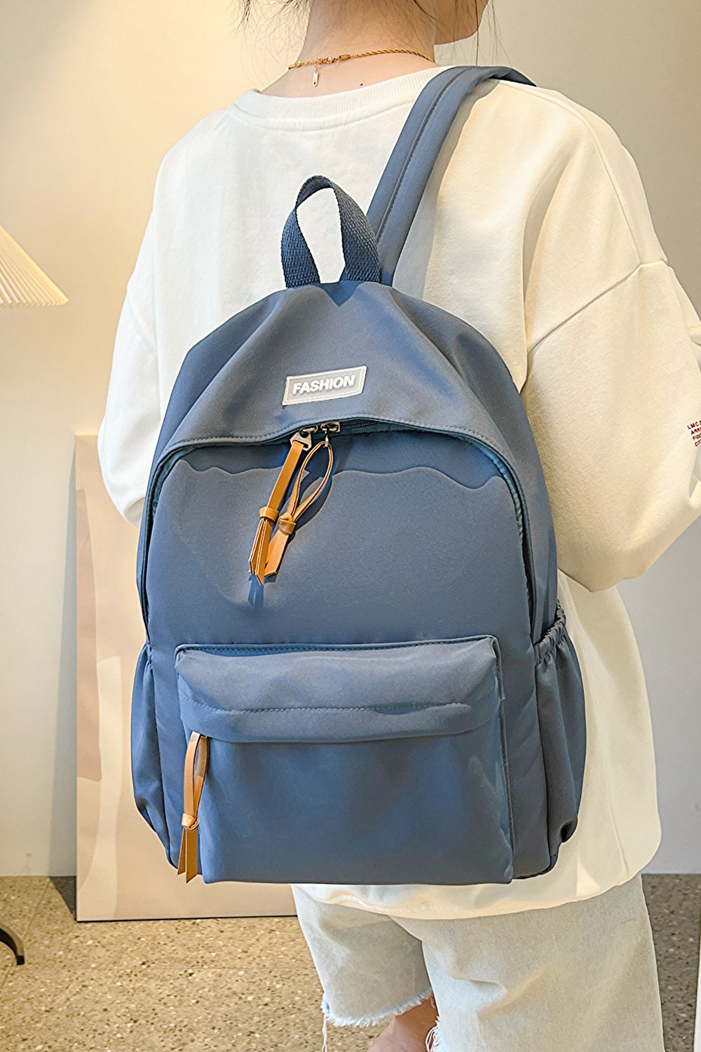 honeybee Mumford's Polyester Backpack( light purple,blue,black, peach, light green, yellow and white colors)